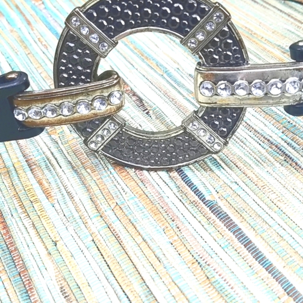 Chico's Black adjustable leather and rhinestone belt. High Quality. Full Adjust.